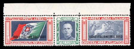 Stamp of Italy » Aegean Islands 1933, airmail Balbo cruise 5,25 + 19,75 variety "con