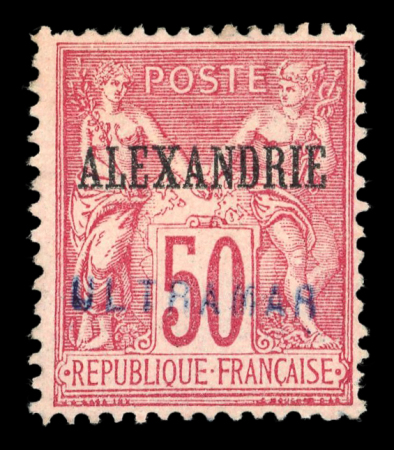 Stamp of Colonies françaises » Alexandrie 1899, type Groupe 50c rose YT n° 15 (*) avec surcharge