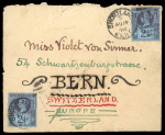 Stamp of Great Britain » 1854-1900 Postal History of the Perforated Line Engraved and Surface Printed Issues GB 1874 & 1896, two covers with one 1874 sent by Queen Victoria's secretary Henry Ponsonby from Windsor and 1896 hand illustrated envelope with reverse showing Swiss village scene