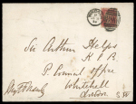Stamp of Great Britain » 1854-1900 Postal History of the Perforated Line Engraved and Surface Printed Issues GB 1874 & 1896, two covers with one 1874 sent by Queen Victoria's secretary Henry Ponsonby from Windsor and 1896 hand illustrated envelope with reverse showing Swiss village scene