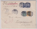 1900: Reichspost issue 1-5 Mark from the very rare  first experimental printing with wide 11 1/2 perforation and in different colors