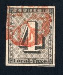 Stamp of Switzerland / Schweiz » Kantonalmarken » Zürich 1843, Zürich 4, Type I, mit sehr deutlichen senkrechten Unterdrucklinien