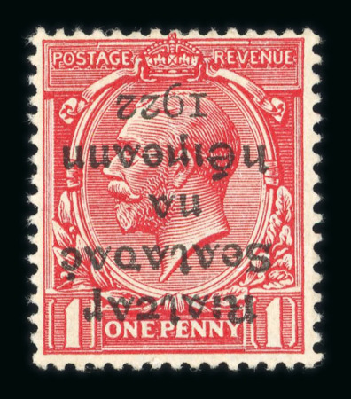 Stamp of Ireland » 1922 (Feb) Dollard Overprints (T1-T14) 1d scarlet, mint showing inverted overprint variety, fresh and very fine, a scarce error (Hib. T2a, €375)