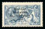 Stamp of Ireland » 1922 (Feb) Dollard Overprints (T1-T14) 10s grey-blue, mint showing plate flaw on the basic Seahorse stamp with strokes over TEN variety (Row 2, Stamp 4), fresh and very fine, a scarce error (Hib. T14c, €475), signed in pencil "Df" David Feldman