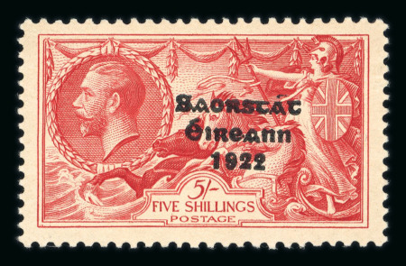 Stamp of Ireland » 1935 Re-Engraved Overprints (T75-T77) 5s red, mint showing flat accent overprint variety