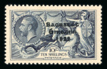 Stamp of Ireland » 1935 Re-Engraved Overprints (T75-T77) 10s indigo, mint showing flat accent overprint variety