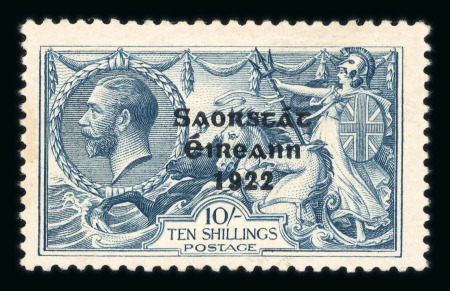 Stamp of Ireland » 1922-23 Thom Three-Line Overprints (T47-T61) 10s grey-blue, mint single from Plate 2, showing plate flaw "perfect S", fine and scarce