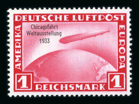Stamp of Germany » German Empire 1933 Zeppelin Chicagofahrt 1RM, 2RM and 4RM mint set