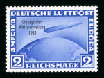 Stamp of Germany » German Empire 1933 Zeppelin Chicagofahrt 1RM, 2RM and 4RM mint set
