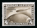Stamp of Germany » German Empire 1933 Zeppelin Chicagofahrt 1RM, 2RM and 4RM mint set