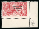 Stamp of Ireland » 1925 Narrow Date Overprints (T66-T68) 2s6d grey-brown (2) and re-brown, three mint or nh mint singles, one showing minor re-entries and another with needle eye accent, 5s rose-red, two singles, one corner sheet marginal, one with hallow 2nd T, another with n