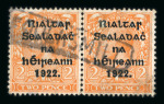 Stamp of Ireland » Political & Transitional Periods » The Consequences of Transition - February 17, 1922 to March 31, 1922 1922 FOULKSMILL boxed cancel on Thom 2d orange, die II pair, rare usage of this emergency use after Post Office raids by the IRA