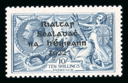Stamp of Ireland » 1922 (Feb) Dollard Overprints (T1-T14) 2s6d chocolate brown, 5s rose red and two single of the 10s grey-blue, all mint, fresh and very fine (Hib. €480)