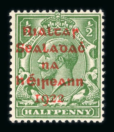 Stamp of Ireland » 1922-35 Overprint Collections 1922 Dollard Collection: An attractive and well-organized assembly presented on black stock pages, comprising proofs, mint singles, and multiples ranging from ½d to 10d. The collection includes pairs, a strip of nine, an