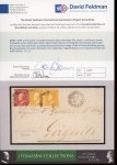 Stamp of Italian States » Sicily » 1/2 Grano, Plate I » Covers Sicily 1859 1/2Gr plate I light yellow-orange pair and 5Gr plate I dark carmine on 1859 outer letter sheet from Palermo