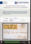 Stamp of Italian States » Sicily » 1 Grano, Plate I » Retouches Sicily 1859 1Gr plate I, state II strip of three on cover 18-20 incl. pos 18 total retouch. the most important retouch cover