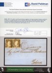 Stamp of Italian States » Sicily » 1 Grano, Plate I » Retouches Sicily 1859 1Gr. plate I, rust brown (bruno ruggine), two singles (one pos. 18 retouch) on cover from Girenti to Palermo