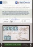 Stamp of Italian States » Sicily » 2 Grana, Plate I » Covers Sicily 1859 2Gr plate I, azzurro chiaro white paper, pair and strip of four registered entire