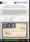 Stamp of Italian States » Sicily » 2 Grana, Plate I » Covers Sicily 1859 (Mar) Registered cover from Siracusa to Messina with three 1859 2 Gr., from different plates