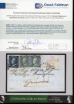 Stamp of Italian States » Sicily » 2 Grana, Plate I » Retouches Sicily 1859 2Gr. plate I, cobalt (cobalto), horizontal pair, position 84-85, the left-hand stamp showing position 84 retouch, together with 10Gr., on 1859 (26 Feb) part entire to Genova, Palermo despatch cds, rating hand