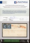 Stamp of Italian States » Sicily » 2 Grana, Plate II » Covers Sicily 1859 2 Gr. plate II, ultramarine (azzurro oltremare), two singles, on 1859 registered envelope to Mazzara, red oval framed Assicurata plus red oval framed SAMBUCA despatch, which is p