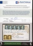 Stamp of Italian States » Sicily » 2 Grana, Plate III » Covers Sicily 1859 2Gr plate III azzurro verdastro strip of five and plate II bruno oliva pair registered cover from Barcellona