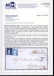 Stamp of Italian States » Sicily » 10 Grana » Retouches 1859 (24.5) Folded registered letter sheet Palermo to Catania with oval framed Assicurata handstamp, franked 10 Gr. indaco showing position 91 retouch and a 2Gr. plate II, stamps fine and fresh with good margins, some sm