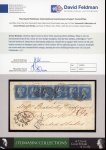 Stamp of Great Britain » 1841 2d Blue 1845 (Apr 2) cover to New York bearing 1841 2d blue JD-JI in horizontal strip of six, transatlantic usage.