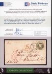 Stamp of Great Britain » 1847-54 Embossed GB 1856 (Jun 5) wrapper from Belfast, Ireland, to Cincinnati, USA, with 1847-54 1s Embossed pale green with Belfast spoon cancel