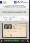 Stamp of Italian States » Sicily » Cancellations (ordered by towns alphabetically) CEFALU: 1859 (12.3) Folded registered letter sheet to Palermo, franked 2 Gr. plate I, NA paper (Sass. 6a), position 62 and 64, with fancy oval CEFALU in grey-black (Ocf - P.12) with oval ASSIURATA in black alongside, ve