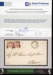 Stamp of Italian States » Sicily » Cancellations (ordered by towns alphabetically) MARITIME MAIL - PALERMO: Naples 2 Gr. light rose, plate III (Sass. 7b), horizontal pair, tied by the horseshoe cancels on 1859 cover to Vittoria