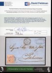 Stamp of Italian States » Sicily » Cancellations (ordered by towns alphabetically) MARITIME MAIL - PALERMO: Naples 10 Gr. light rose, tied by PALERMO/ARRIVO cds, on 1861 (16.6) folded letter sheet