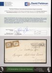 Stamp of Italian States » Sicily » Cancellations (ordered by towns alphabetically) FRANCOFONTE: 1861 Sardinia 10c olive bistre (bistro oliva) (Sassone 14D), touched to large margined vertical pair cancelled by black dotted oval COMUNE DI/FRANCOFONTE mkg (Oval bs dots black - P.13) with similar alongsid
