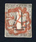 Stamp of Switzerland / Schweiz » Kantonalmarken » Zürich 1843, Zürich 4, Type IV, mit verblassten senkrechten Unterdrucklinien