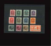 Stamp of Andorra (Spanish Post) 1928, fisrt issue YT n° 2-12 and 13 mint *, Cérès certificate