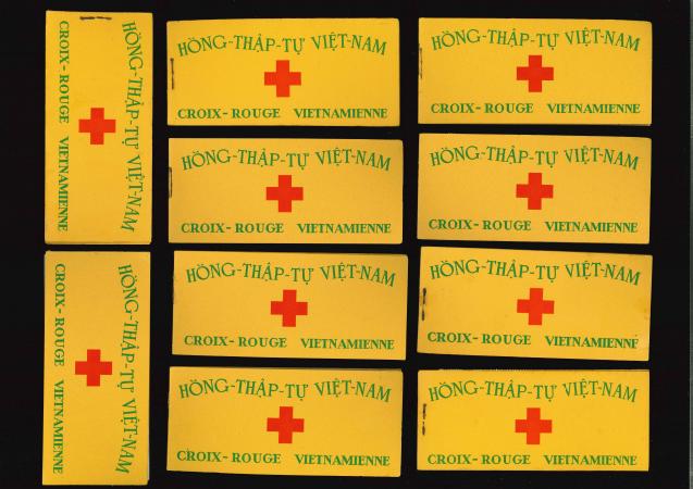 Stamp of Vietnam 1953, dix carnets Croix-Rouge contenant 20 timbres
