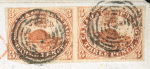 Stamp of Canada » Colony of Canada » Regular Uses of the Issued Stamps including Special Features of the Issued Stamps on Cover 1851 3d Orange-Vermilion, Horizontal Pair on Cover