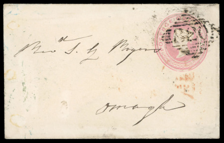 Stamp of Ireland » GB Used In Ireland 1844-1909 Diamond Numerals: Attractive collection neatly mounted on 60 album pages with over 200 covers, stamps and fragments, classified by Post Office number from 300 to 398 (incomplete), Leighlinbridge to New Ross, mi