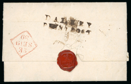 Stamp of Ireland » Postal History (Arranged alphabetically by County) Dublin - Dalkey: 1839 (19.9) Folded entire from Kent
