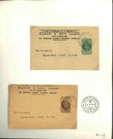 Stamp of Ireland » Collections Newspaper Usages: 1820-1910 Attractive specialised collection of Newspaper Tax stamps, Newspaper Wrappers, four complete newspapers with QV 1/2d rose frankings etc., all neatly mounted on 33 album pages, mixed to very fi