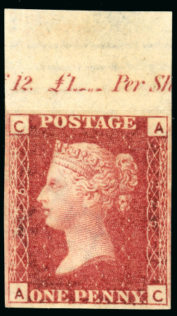Stamp of Great Britain » 1854-70 Perforated Line Engraved 1864-79 1d. red, AC, Pl. 225, imperforate imprimatur