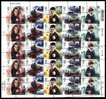 Stamp of Great Britain » Queen Elizabeth II 2018 (1st issue), Hermione Granger, Hogwarts express,