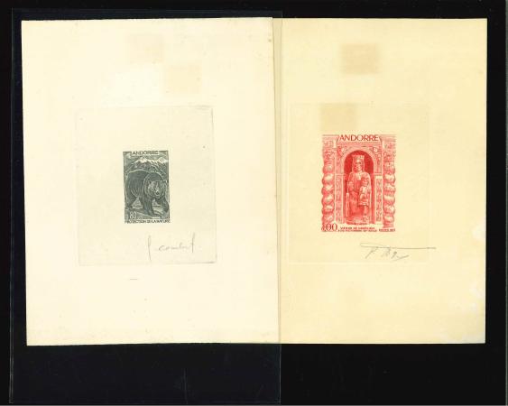 Stamp of Colonies françaises » Andorre (Poste française) 1971-1973, YT n° 210 et n° 228 les deux timbres épreuves