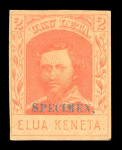 Stamp of United States » U.S. Possessions » Hawaii 1869, King Kamehemeha IV, 2c red, re-issue, overprinted specimen/cancelled