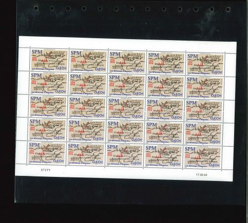 Stamp of Colonies françaises » St. Pierre et Miquelon 2004, YT n° 819 en feuille entière de 25 timbres neufs