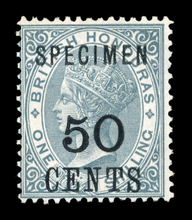 Stamp of British Honduras 1888-91 QV 1c on 1d to 50c on 1s, complete lh mint