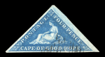 Stamp of South Africa » Cape of Good Hope 1853 Perkins Bacon 4d blue on slightly blue paper,