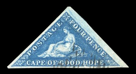 Stamp of South Africa » Cape of Good Hope 1853 Perkins Bacon 4d blue on slightly blue paper,