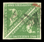 Stamp of South Africa » Cape of Good Hope 1863-64 De La Rue 1s bright emerald-green, used pair