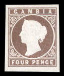Stamp of Gambia 1869 De La Rue 4d pale brown, lh mint with good to